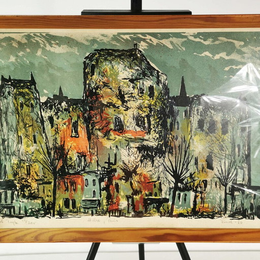 Klassische Lithographie "Maisons Paris", Frankreich 1960