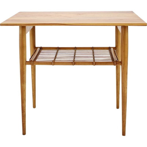 Mid-Century Massivholz Beistelltisch Uluv, Tschechoslowakei 1960er Jahre