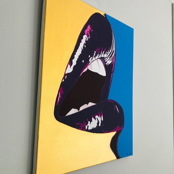 Image 1 of Gemälde - Tim Tilman - Golden Woman With Beautiful Lips - Pop Art - 2022