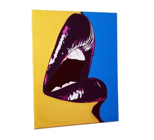 Gemälde - Tim Tilman - Golden Woman With Beautiful Lips - Pop Art - 2022