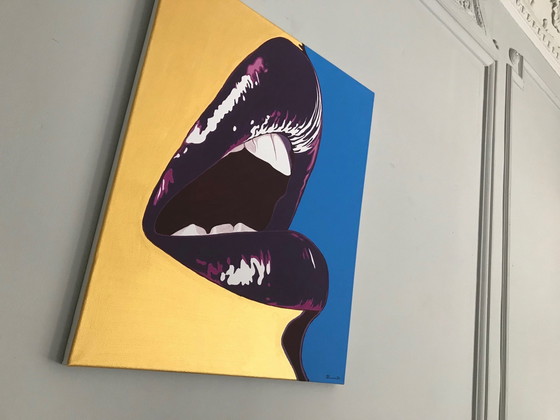 Image 1 of Gemälde - Tim Tilman - Golden Woman With Beautiful Lips - Pop Art - 2022