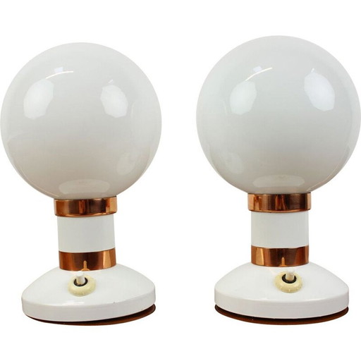 Paar alte Tischlampen aus Metall und Glas von Drukov, Tschechoslowakei 1970