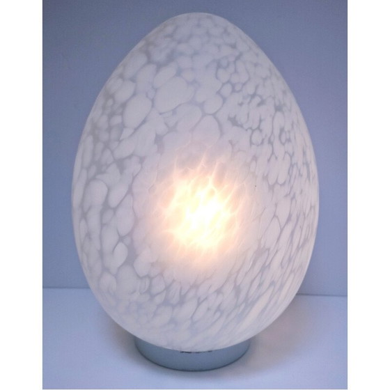 Image 1 of Eiförmige Vintage-Lampe aus gesprenkeltem Glas für Domec Luminaires, Frankreich 1970