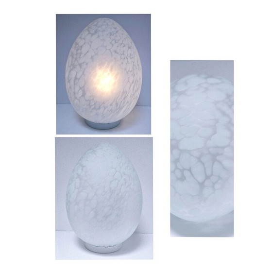 Image 1 of Eiförmige Vintage-Lampe aus gesprenkeltem Glas für Domec Luminaires, Frankreich 1970