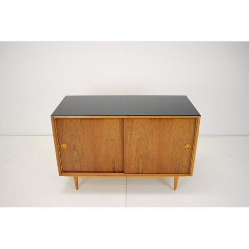 Vintage Anrichte aus Holz und Glas, Tschechoslowakei 1960