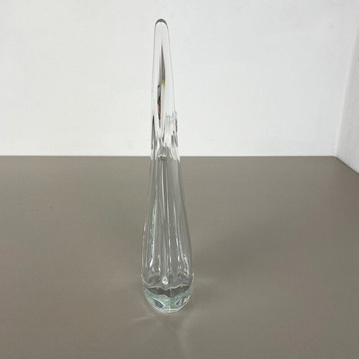 Blumenvase aus Kristallglas von Flavio Poli für Art Vannes, Frankreich 1970er Jahre