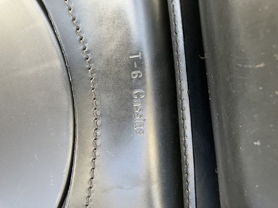 Image 1 of 8X Cassina Cab Stühle Mario Bellini In Schwarz Sattel Leder