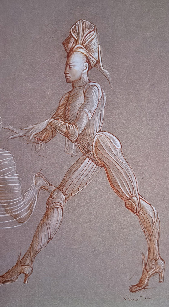 Image 1 of Leonor Fini: "Die Flucht, Passionsfrüchte" Heliogravüre, in der Platte signiert.