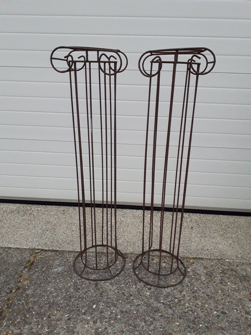 2x Vintage Metall Ionische Säulen