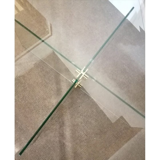 Image 1 of Vintage Couchtisch aus gehärtetem Glas und Messing von Leon Rosen für Pace Collection, 1970