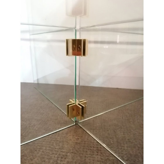 Image 1 of Vintage Couchtisch aus gehärtetem Glas und Messing von Leon Rosen für Pace Collection, 1970