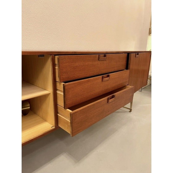 Image 1 of Vintage Anrichte aus Messing und Teakholz von William Watting für Fristho, Niederlande 1950er Jahre