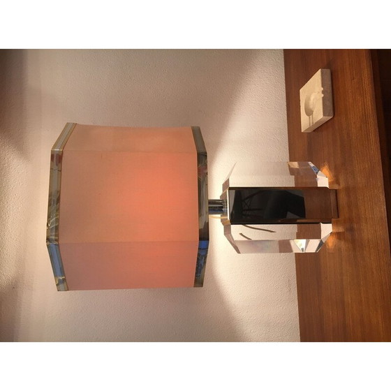 Image 1 of Vintage Lampenpaar aus Plexiglas, Chrom und Messing 1970