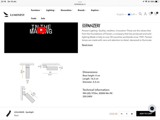 Image 1 of Panzeri Lola Black Aufbaustrahler