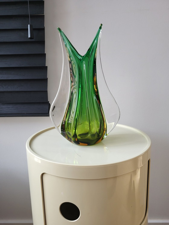 Image 1 of Ährenvase aus Muranoglas, Sommserso-Technik, Seguso Flavio Poli, Italien, mehrfarbig