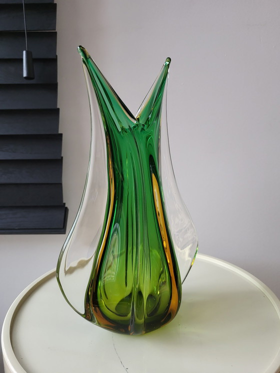 Image 1 of Ährenvase aus Muranoglas, Sommserso-Technik, Seguso Flavio Poli, Italien, mehrfarbig