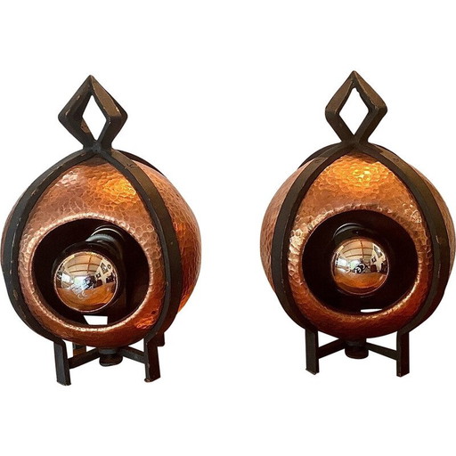 Paar Vintage-Lampen aus Messing im Art-Déco-Stil