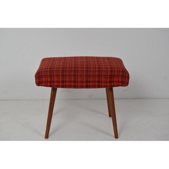 Image 1 of Mid-Century Hocker oder Tabouret Holz Stoff Tschechoslowakei 1960er Jahre