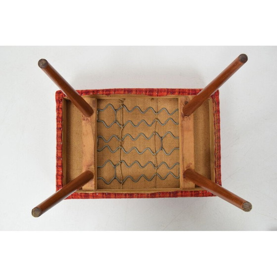 Image 1 of Mid-Century Hocker oder Tabouret Holz Stoff Tschechoslowakei 1960er Jahre
