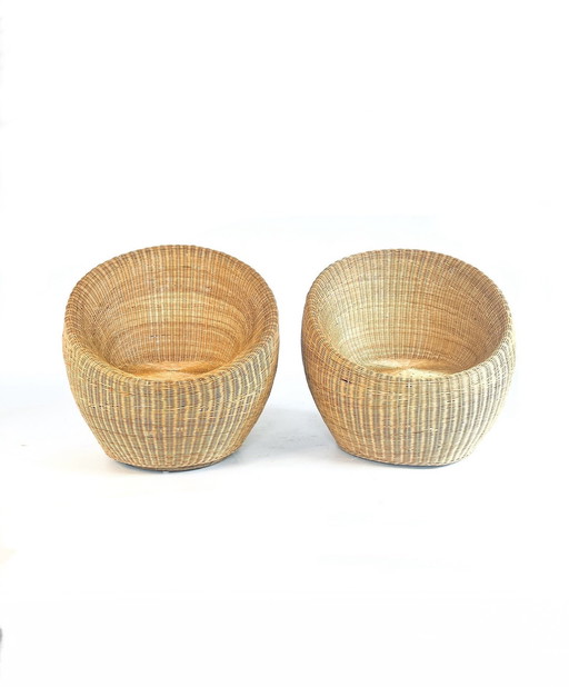 2X Rattan Schalensitz