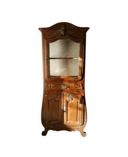 Geschwungene Vitrine Nussbaum Massiv Xx.