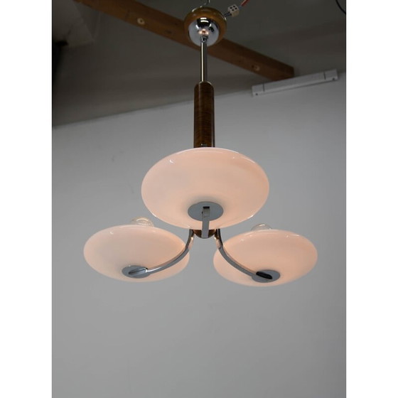 Image 1 of Weißer Opalglas-Kronleuchter im Art-Deco-Stil von Jindrich Halabala für Up Zavody, 1930