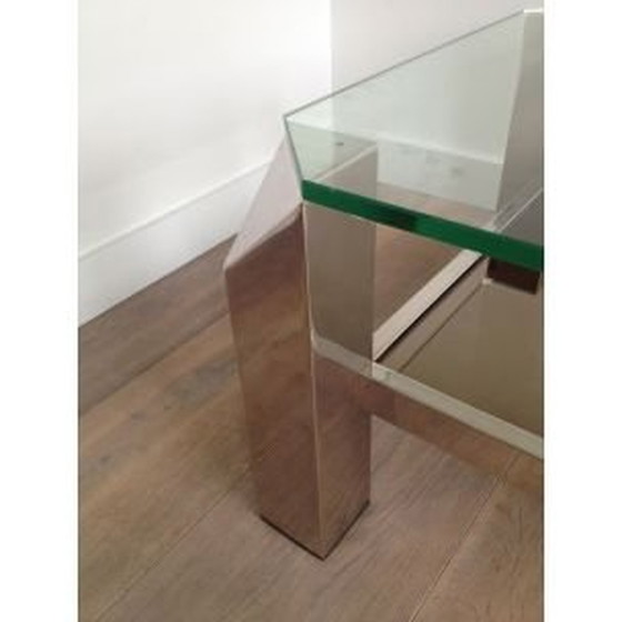 Image 1 of Vintage Couchtisch aus Glas mit Chromfuß, 1970