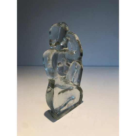 Image 1 of Vintage-Skulptur, die eine nackte Frau darstellt, die im Glas posiert, 1970