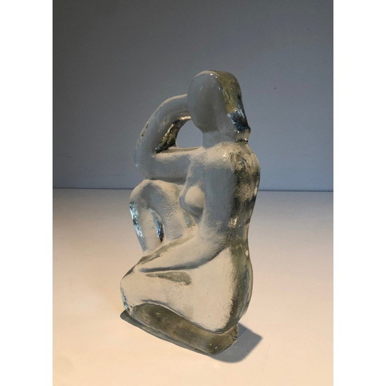 Image 1 of Vintage-Skulptur, die eine nackte Frau darstellt, die im Glas posiert, 1970