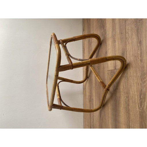 Vintage Beistelltisch von Rohé Noordwolde Wicker & Glass 1950