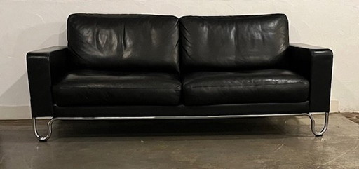 Gispen 2 1/2 Sitzer Schwarzes Ledersofa