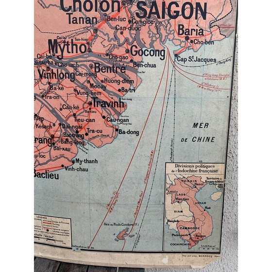 Image 1 of Vintage Schule Plakat Vidal lablache n°40 Cochinchine