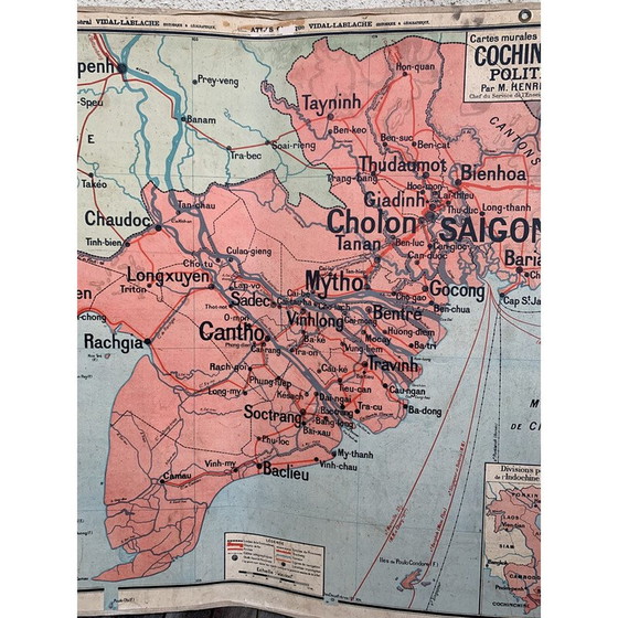 Image 1 of Vintage Schule Plakat Vidal lablache n°40 Cochinchine