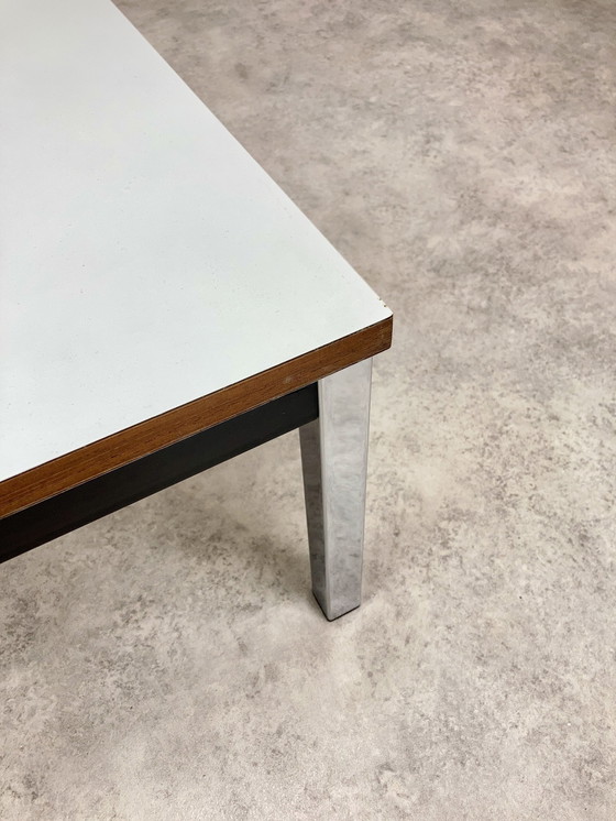 Image 1 of Vintage Modernist Couchtisch Beistelltisch Chrom Weiß 70S