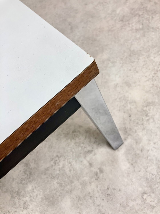 Image 1 of Vintage Modernist Couchtisch Beistelltisch Chrom Weiß 70S