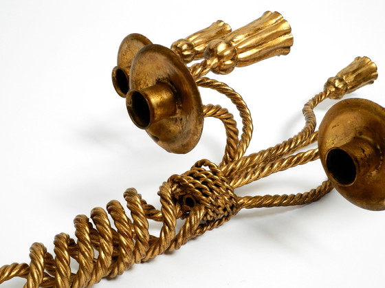 Image 1 of Wunderschöner großer italienischer Regency Wandkerzenhalter aus vergoldetem Eisen aus der Mid Century von Li Puma Firenze