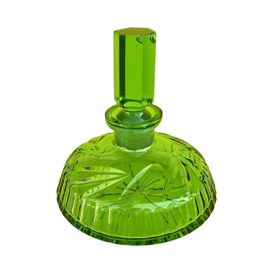 Image 1 of Art Deco Toilettengarnitur aus Glas mit Blumen, Deutschland 1930