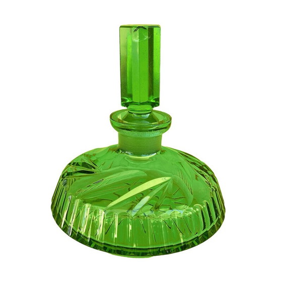 Image 1 of Art Deco Toilettengarnitur aus Glas mit Blumen, Deutschland 1930