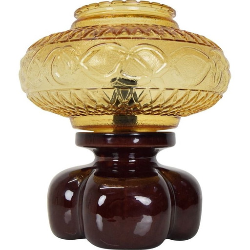 Vintage Tischlampe aus Keramik und Glas, Tschechoslowakei 1960