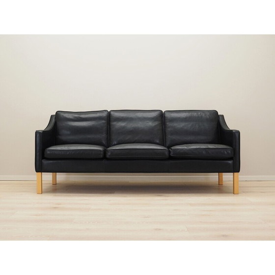 Image 1 of Schwarzes Ledersofa von Hurup Møbelfabrik, 1970er Jahre