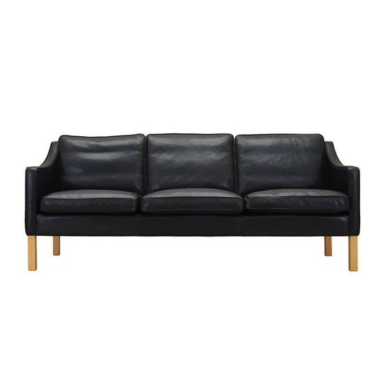 Image 1 of Schwarzes Ledersofa von Hurup Møbelfabrik, 1970er Jahre