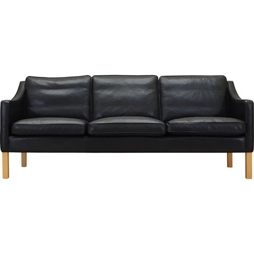 Schwarzes Ledersofa von Hurup Møbelfabrik, 1970er Jahre