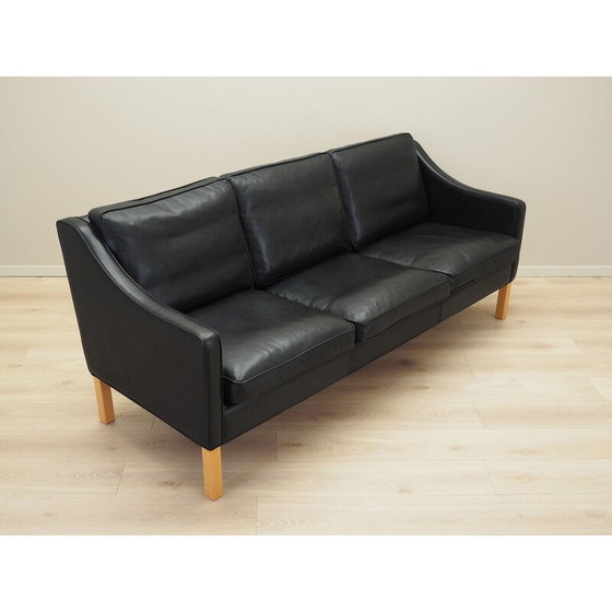 Image 1 of Schwarzes Ledersofa von Hurup Møbelfabrik, 1970er Jahre