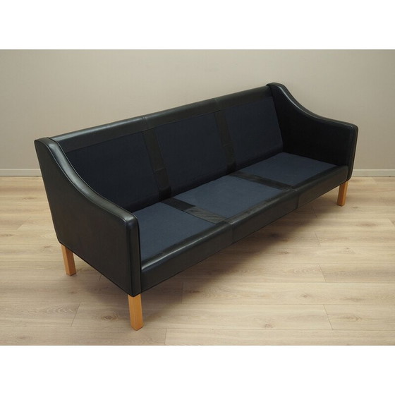 Image 1 of Schwarzes Ledersofa von Hurup Møbelfabrik, 1970er Jahre