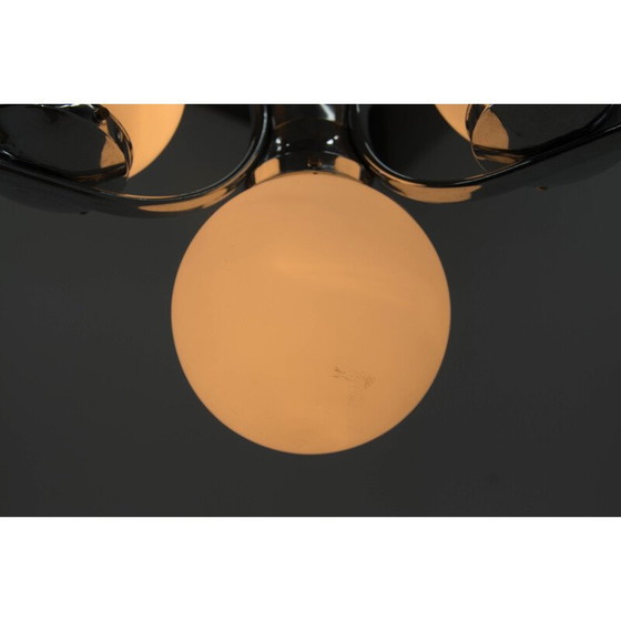 Image 1 of Vintage-Kronleuchter im Art-Déco-Stil mit sandgestrahlten Glasschirmen, 1930er Jahre