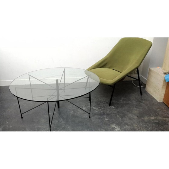 Image 1 of Vintage Spinne Couchtisch aus schwarz lackiertem Metall, 1950er Jahre