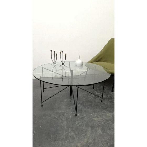 Image 1 of Vintage Spinne Couchtisch aus schwarz lackiertem Metall, 1950er Jahre