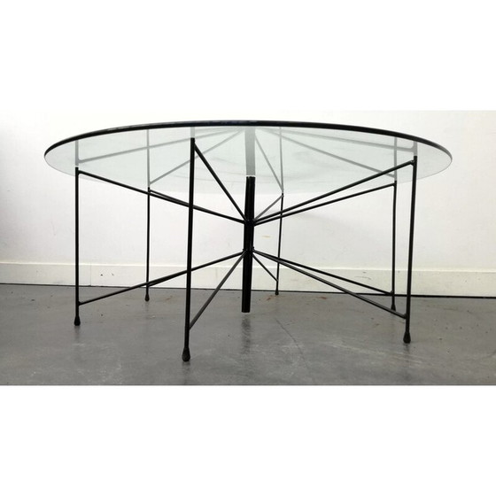 Image 1 of Vintage Spinne Couchtisch aus schwarz lackiertem Metall, 1950er Jahre