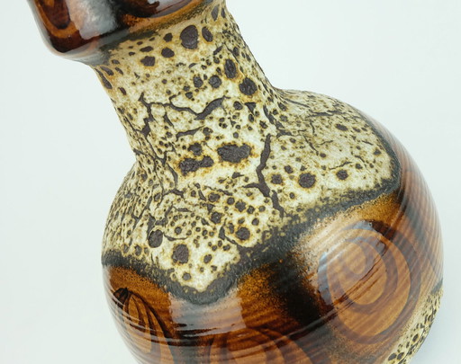 duemler & breiden VASE fette lava schnörkelmuster braun und beige 1960er