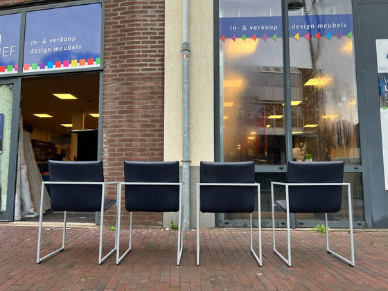 Image 1 of 4x Arco Frame Chairs Blaues Leder